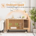 thumbnail image 5 of VEANERWOOD Hidden Cat Litter Box Enclosure Furniture with Cat Scratch Pad and Tambour Sliding Door, Multi-Functional Side End Table Cat House for Living Room, Natural, 5 of 10