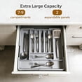 thumbnail image 3 of Larger Cutlery Drawer Organiser,Expandable Drawer Organizer with 9 Compartments, 3-sided Cutlery Organiser, Adjustable Cutlery Tray,utensil drawer organiser for Spoons,Forks and Knives (grey), 3 of 8