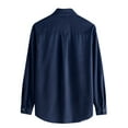 thumbnail image 5 of LowProfile Men's Button Down Shirts Long Sleeve Fall Winter Corduroy Solid Color ed Lightweight Casual Blouse Tops Blue L, 5 of 5