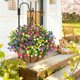 thumbnail image 5 of Cesta colgante de flores artificiales – Eucalipto simulado, camelia, palmera para decoración de interiores y exteriores, cesta de plantas artificiales sin mantenimiento para el hogar, jardín, 5 of 6