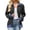 Black, variant on Women's Mid-Weight Jacket - Loose Fit Denim Zipper Utility