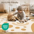 thumbnail image 1 of ODIKA 3'x5' Gold Abstract Geometric Curves Circles Washable Accent Rug Contemporary Shapes Retro Mid Century Pet Friendly, Non-Shedding Mat for Bedside, Nursery Room, 1 of 4