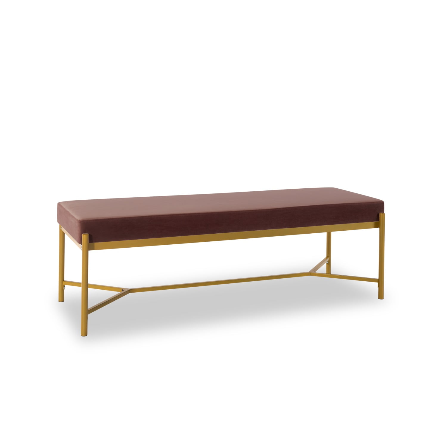 Kadyn Long Upholstered Bench, Metal Entryway Bench for Bedroom, Modern Velvet End of Bed Bench for Entryway, Pink Kadyn Long Upholstered Bench, Metal Entryway Bench for Bedroom, Modern Velvet End of Bed Bench for Entryway, Pink