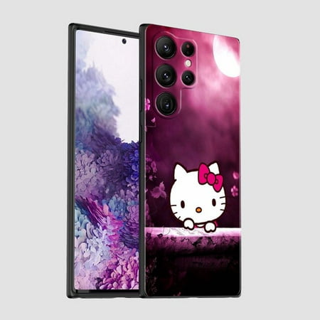 Sanrio Hello Kitty Cartoon Phone Case For Samsung Galaxy S23 S22 S21 S20 FE S10 S10E S9 Plus Ultra Pro Lite 5G TPU Black Funda