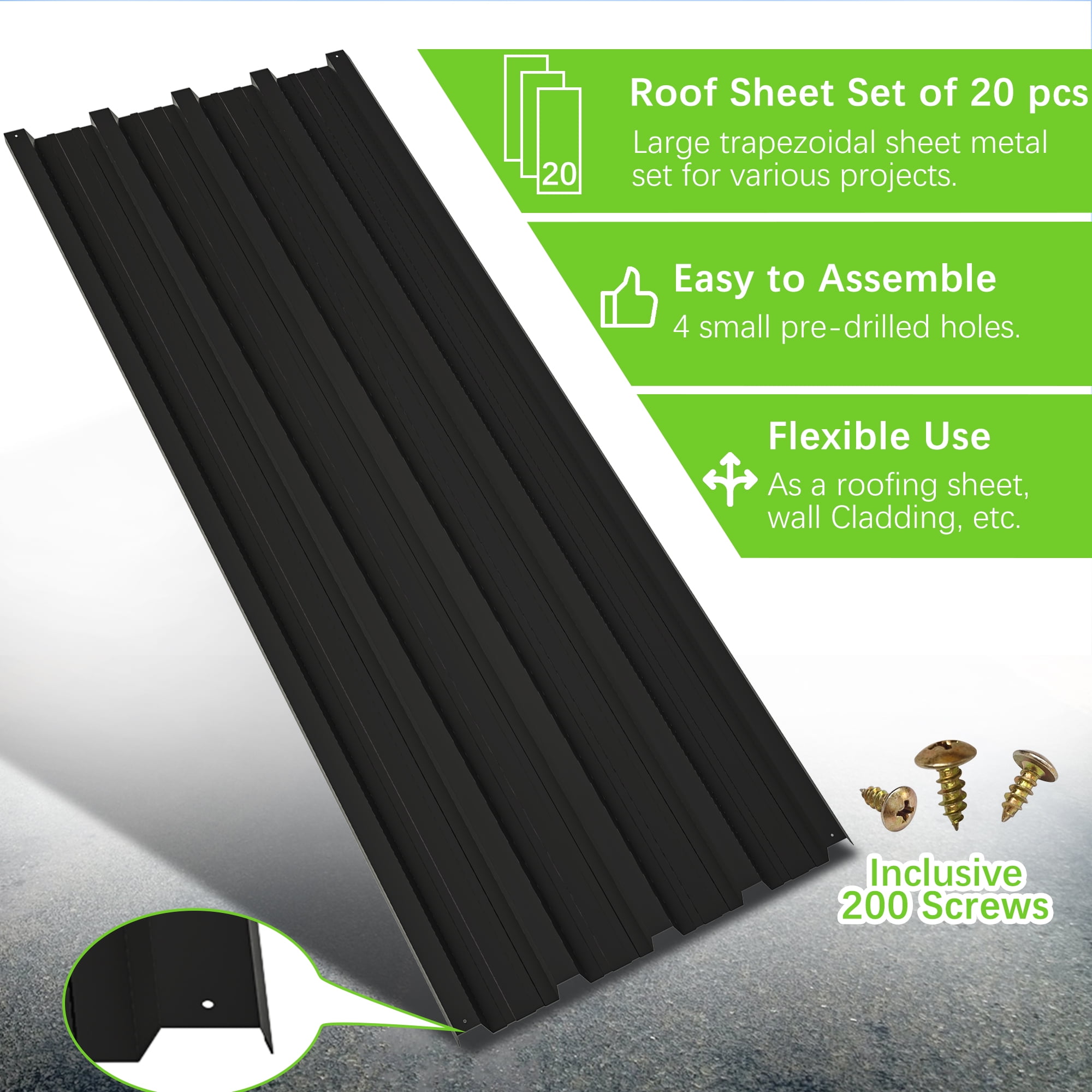 LZBEITEM Roof Panels, 20 Piece Set, 99 sq ft, Galvanized Steel, Heavy Duty Roofing Sheets Rectangle