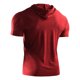 thumbnail image 4 of 3 piezas de camiseta deportiva de verano para hombre, manga corta con capucha de color sólido, 4 of 7