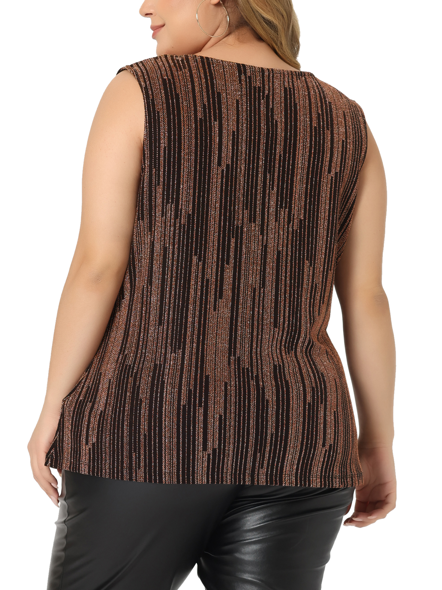 DARING DIVA Women's Plus Sequin Glitter Gradient Tank Club Party Vest 2X Orange