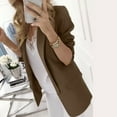 thumbnail image 5 of Dezsed Women's Casual Long Sleeve Lapel Button Slim Work Office Blazer Jacket Open Front Blazer Thin Overcoat Outwear Brown XL Clearance Sale, 5 of 9