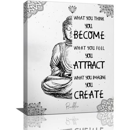 Zen Bathroom Wall Art Buddha Meditation Pictures Wall Decor Zen Inspirational Spiritual Quotes Canvas Print Painting Framed Home Decorations Artwork For Office Bathroom Bedroom Yoga Room 16 x20