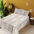 thumbnail image 2 of Ambesonne Tropical Fitted & Flat Sheet with Shams 4 Pcs Set, Flora Pattern Leaves Plot, Queen, Pale Salmon Blush and White, 2 of 5