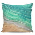 thumbnail image 2 of Teal Ombre Coastal Throw Pillow Covers, Soft Pillowcases with Invisible Zipper, Summer Nautical Beach Ocean Seaside Decorative Square Pillow Cushion Covers for Living Room Couch Sofa Bed 26x26 Inches, 2 of 8