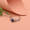 thumbnail image 5 of 5mm Round Shape Blue Sapphire 925 Sterling Silver Blossom Design Mother's Day Gift Ring, 5 of 6
