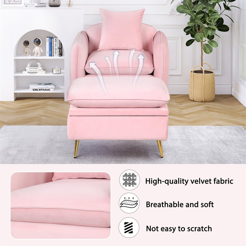 Comfortable accent chair living room chair with footrest-Pink Pink67628188  - The Home Depot