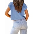 thumbnail image 5 of Women'S Summer Cropped Sweater Vest Trendy Cap Sleeve Crop Tops Crew Neck Loose Knit Tank Top Light Blue M, 5 of 6