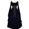 thumbnail image 1 of Vestido maxi Qarigey con cinturón de fiesta de manga larga y cuello azul violáceo XL, 1 of 4