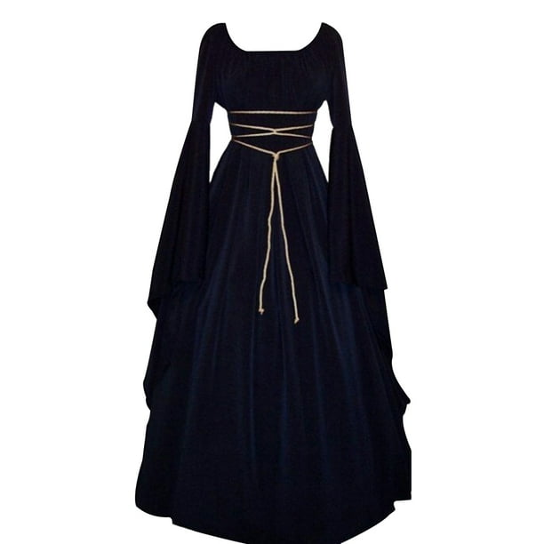 Vestido maxi Qarigey con cinturón de fiesta de manga larga y cuello azul violáceo XL