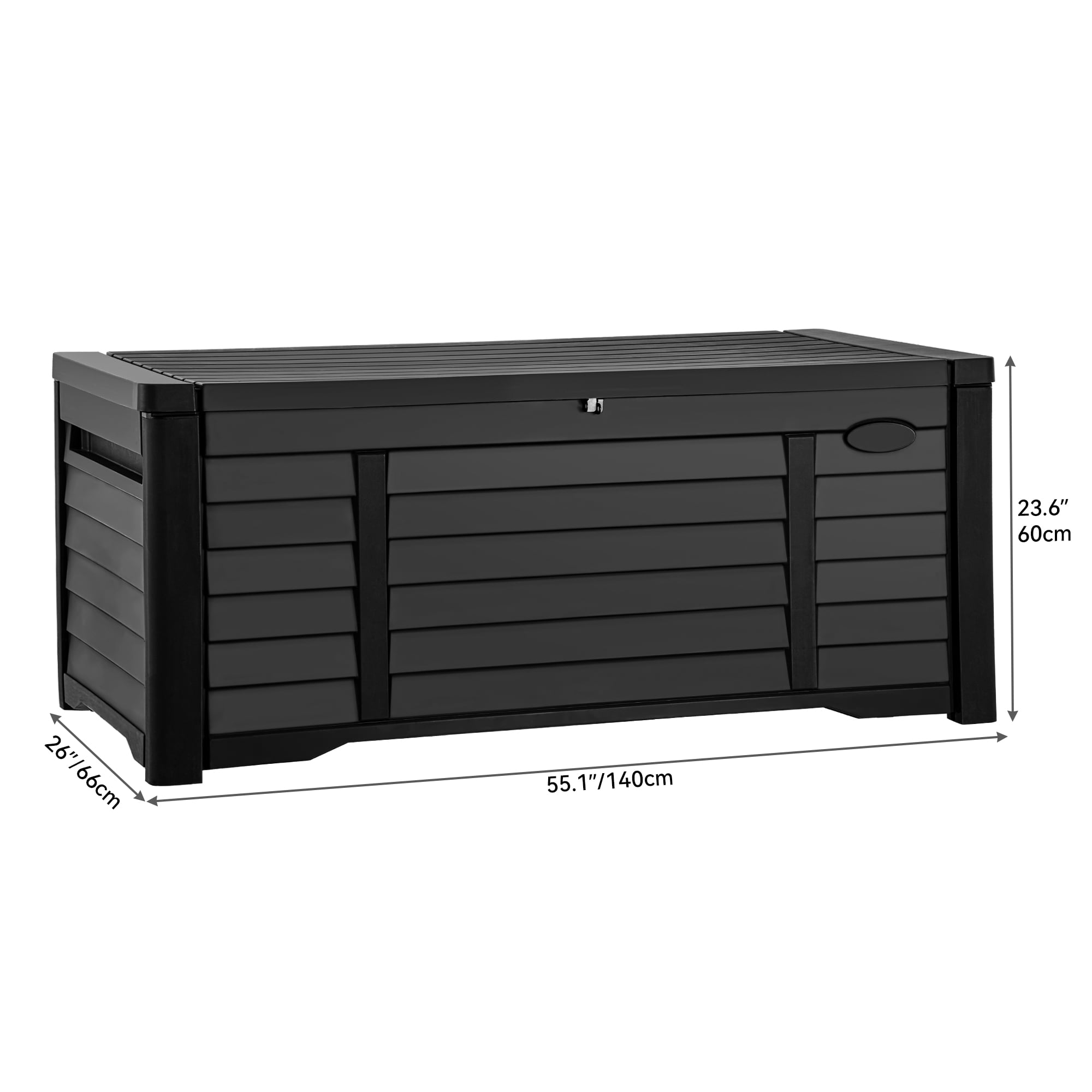 DEXTRUS Outdoor 120 Gallon Resin Deck Box, Black – Large Capacity for Outdoor Storage