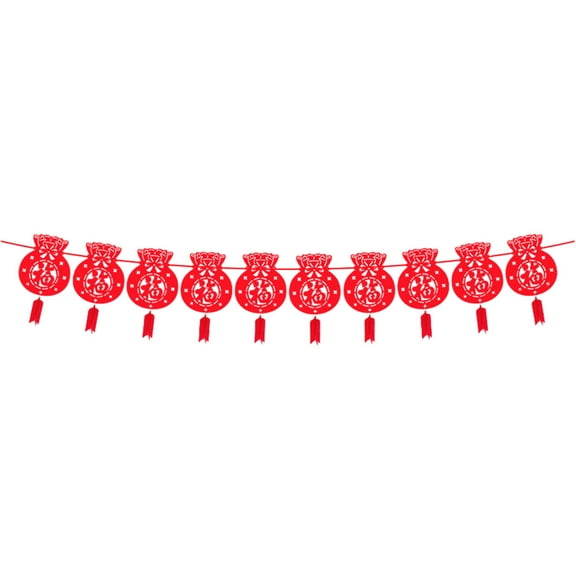Happy Chinese New Year Banner Decoration Lunar New Year Fu Character Hanging Bunting for 2025 Spring Festival Party Supplies