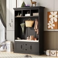 thumbnail image 1 of UBesGoo 71" Entryway Hall Tree with Storage Bench and Coat Rack, 3 Hooks, 2 Drawers & 2 Cabinets for Hallway Living Room Bedroom Home, Black, 1 of 13