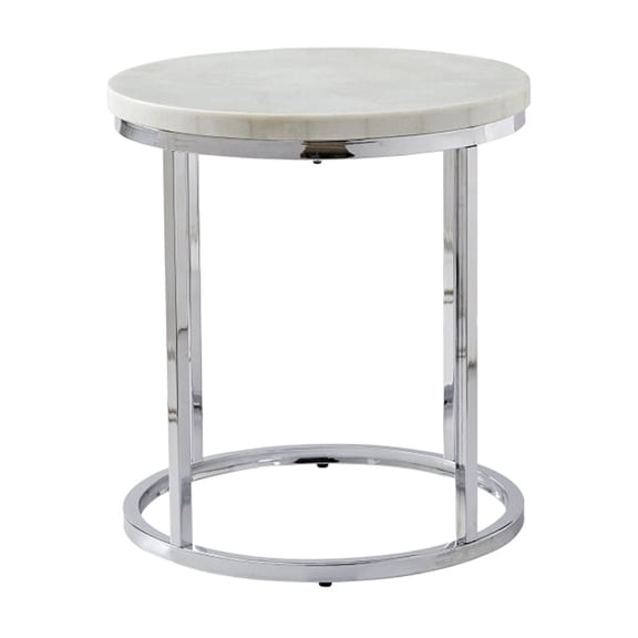Echo White Marble Top Round End Table White