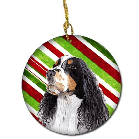 Springer Spaniel Candy Cane Holiday Christmas Ceramic Ornament