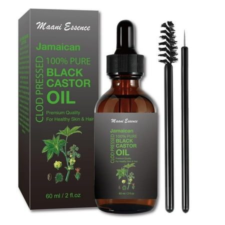 Jamaican Black Castor Oil 60ML, Castor Oil Organic Cold Pressed Unrefined, Natural Castor Oil for Hair, Eyelashes & Eyebrows, Skin & Scalp Moisturizer, Castor Massage Oil