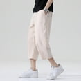 thumbnail image 5 of Men'S Pants Men'S Linen Capri Pants Lightweight Loose 3/4 Shorts Drawstring Elastic Waist Baggy Wide Leg Casual Beach Yoga Trousers Pants For Men Fashion, 5 of 6