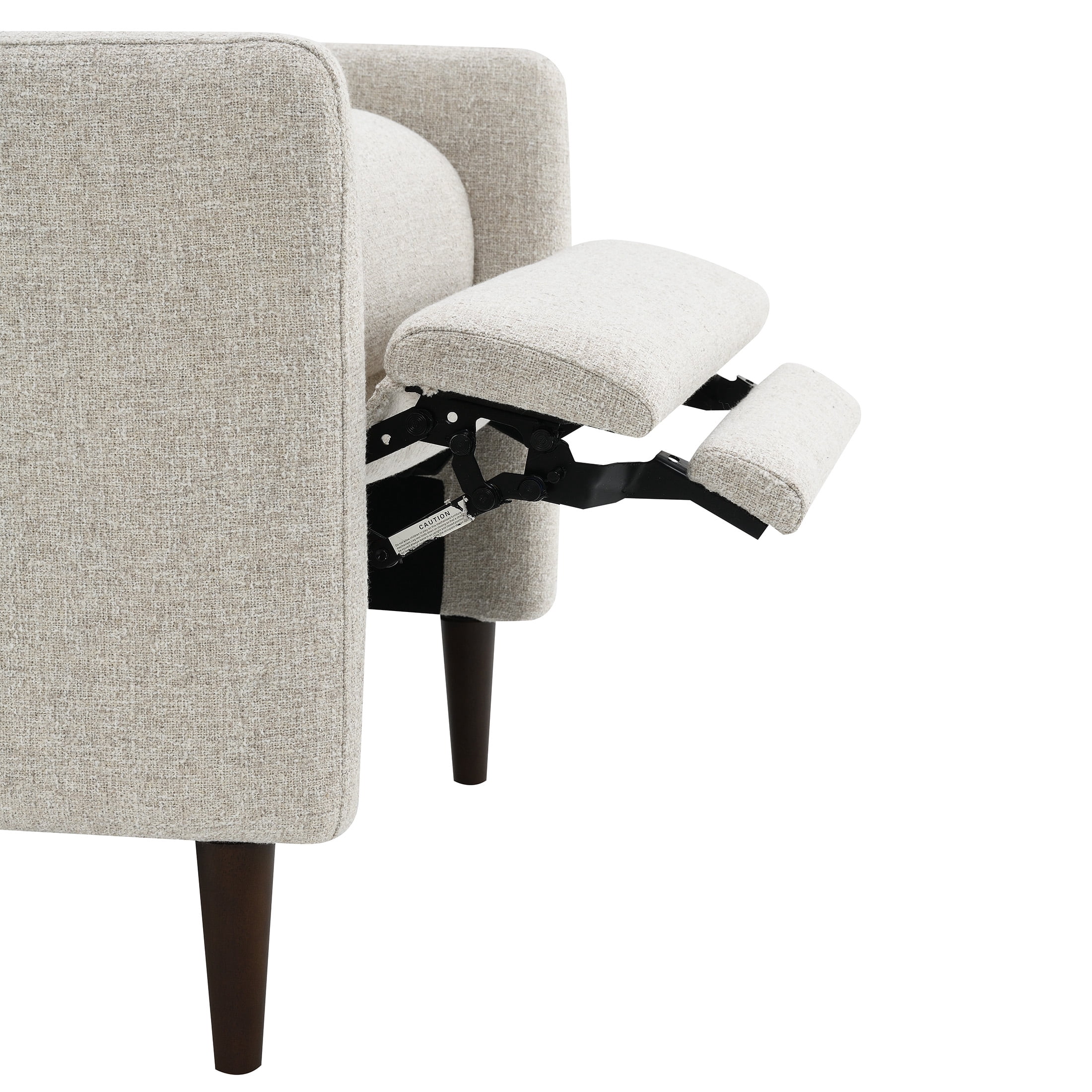 Aukfa Mid-Century Modern Pushback Recliner Chair, Linen Upholstered, Beige, High Back