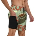 thumbnail image 3 of Balery Retro Cover For Coffee Mens Swim Trunks Swim Shorts for Men Quick Dry Inseam Beach Shorts with Compression Liner Pocket-Large, 3 of 9
