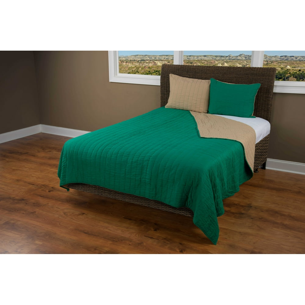 Rizzy home BT1411 EMERALD GREEN 90"x92" Cotton voile Quilt Walmart