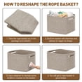 thumbnail image 7 of 3 Pack Storage Basket, 11"x11"x9" (18L) Rectangle Woven Baskets for Storage, Cotton Rope Basket for toys, Towel Baskets, Closet Organizer Bins Shelves Organizer, Decorative Basket(Brown), 7 of 7