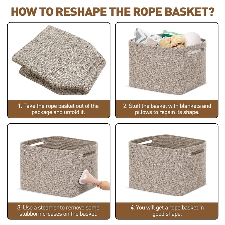 Xueyu Woven Cotton Rope Storage Baskets, 3-Pack photo 7