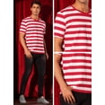 thumbnail image 5 of DARING DIVA Men's Striped Short Sleeve Crew Neck Casual Stripes T Shirt M Red White, 5 of 6
