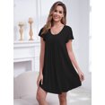 thumbnail image 3 of FEREMO Nightgowns for Women Plus Size Short Sleeve Loose Sleepshirt Soft Scoopneck Sleepwear 3 Pack, 3 of 7