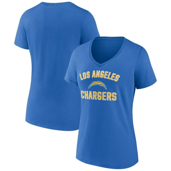 Women's Powder Blue Los Angeles Chargers Victory Arch Team V-Neck T-Shirt