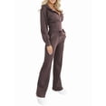thumbnail image 3 of Women'S Fall Winter Hooded Zip Up Jacket Slim Fit Solid Color Two Piece Set Casual Outfit Brown L, 3 of 8