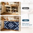 thumbnail image 4 of Boho Navy Blue Grey Sink Skirt 11"Wx13"L,Dustproof Under Sink Curtain with Self Adhesive Tape,Ethnic Geometric Southwestern Vintage Cabinet Curtain Cover for Bathroom Vanity,Kitchen Storage Shelf, 4 of 9