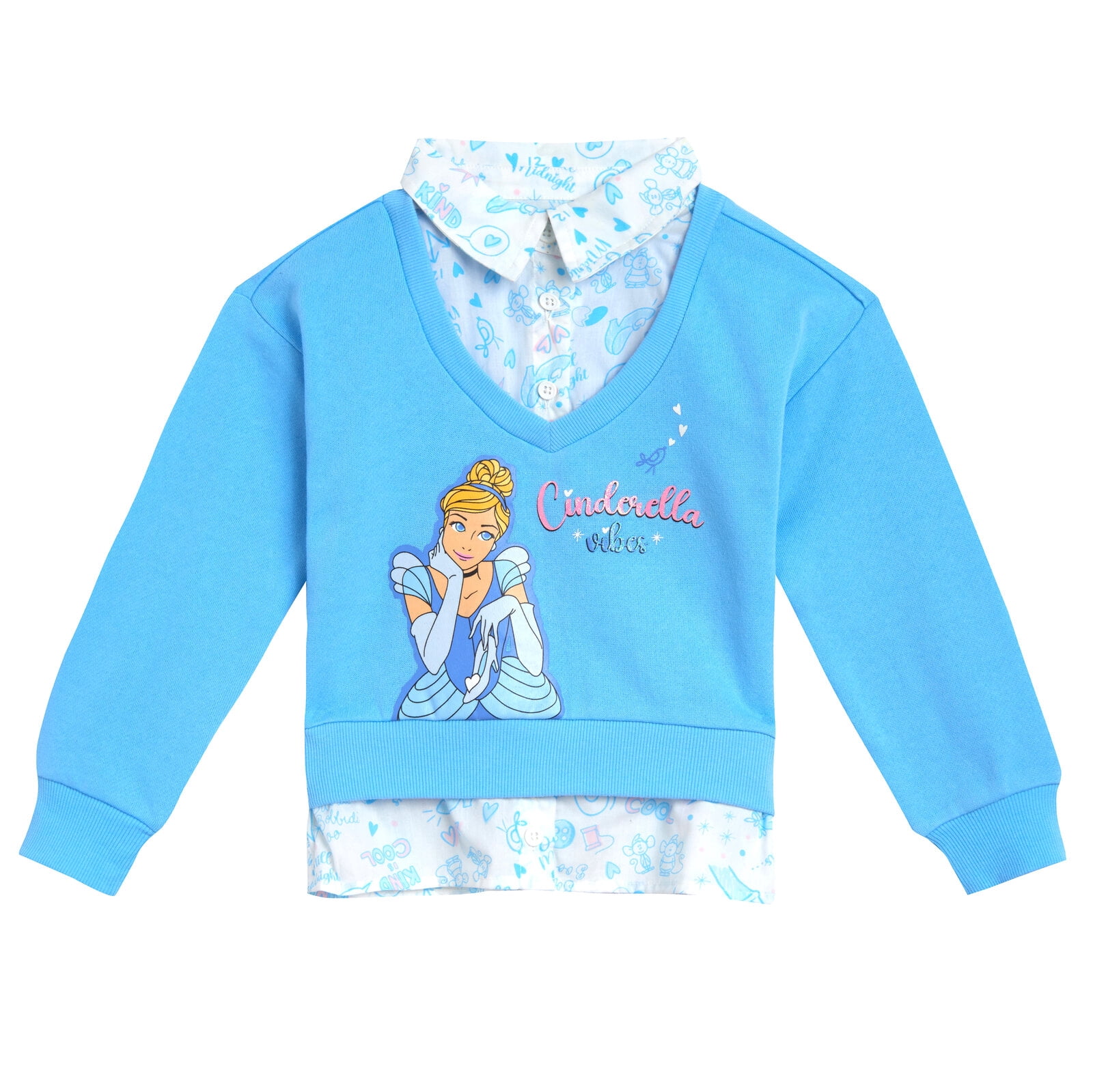 Disney Princess Cinderella 2fer Fleece Sweatshirt and Leggings Outfit Set Toddler to Big Kid