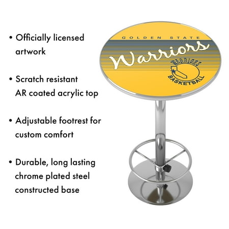Golden State Warriors NBA Hardwood Classics Chrome Pub Table - Royal Blue, Golden Yellow
