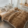 thumbnail image 3 of CJC Throw Blankets for Bed Couch, Soft Warm 3 Layers Flannel Fleece Twin Blanket for Winter Autumn, Lightweight Fuzzy Flannel Comforter (Camel, 79'' x 91''), 3 of 10