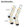 thumbnail image 2 of Xecao Cartoon Transport print thigh-high socks, crafted for both men and women with a stretchy, high-opaque design perfect for daily wear, 2 of 6
