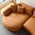 thumbnail image 4 of Modern 5-Seater Curved Sectional Sofa, Deep Seat Design for Apartments & Home Offices, Orange Left Chaise with Eco-Leather Cushions, 4 of 9