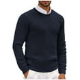 thumbnail image 2 of Zynviq Cable Knit Men Cozy Sweater Pullover Long Sleeve Solid Crew Neck Sweaters Knitted Shirts for Men,XXL, 2 of 6