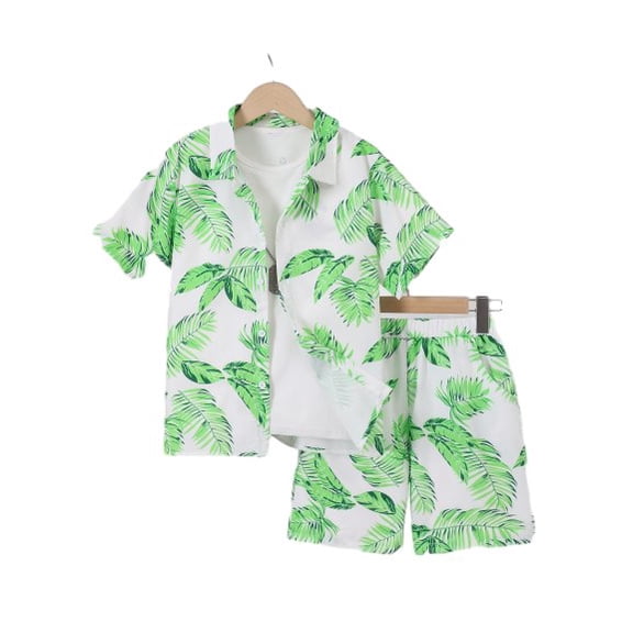 PureChapter Boys 8-12Y Hawaiian Vacation Collared Shirt & Shorts 2-Piece Outfit Set
