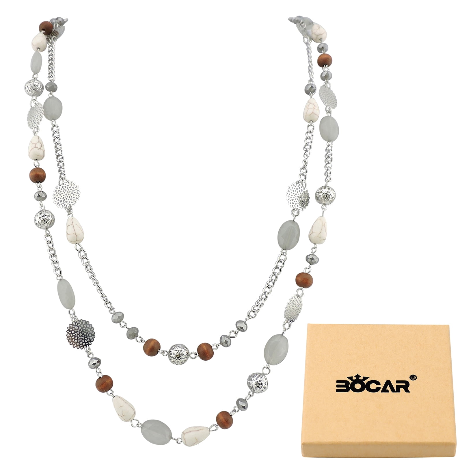 Bocar Long Double-Strand Beaded Statement Necklace photo 1