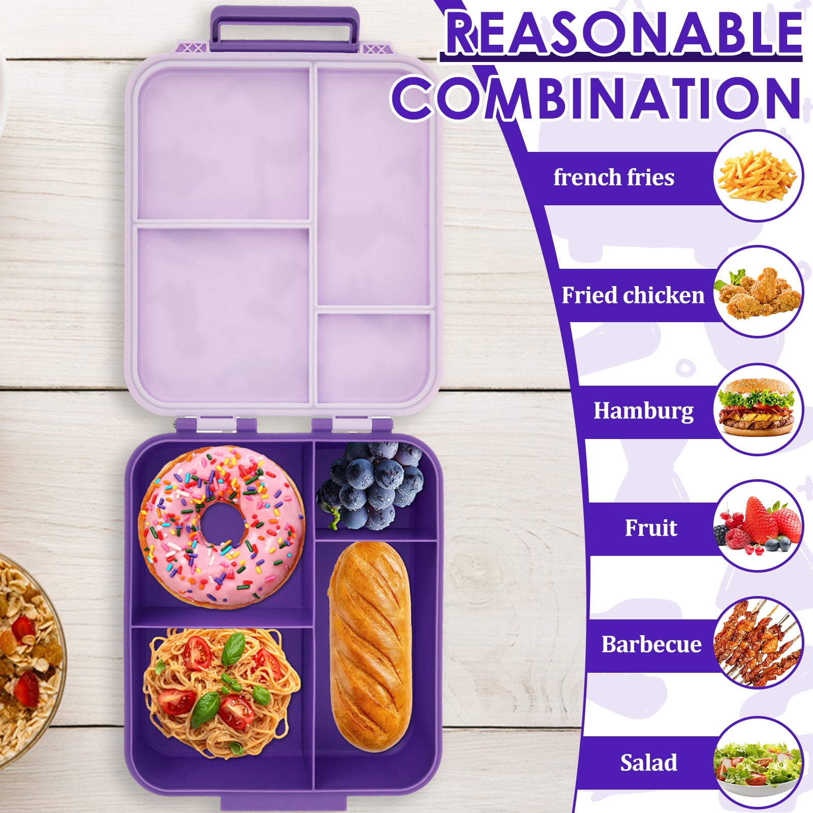 Grusce Bento Lunch Box Set with 10.15oz Soup Thermo, Leak-Proof Lunch Containers with 4 Compartments, Thermo Hot Food Jar and Insulated Lunch Bag