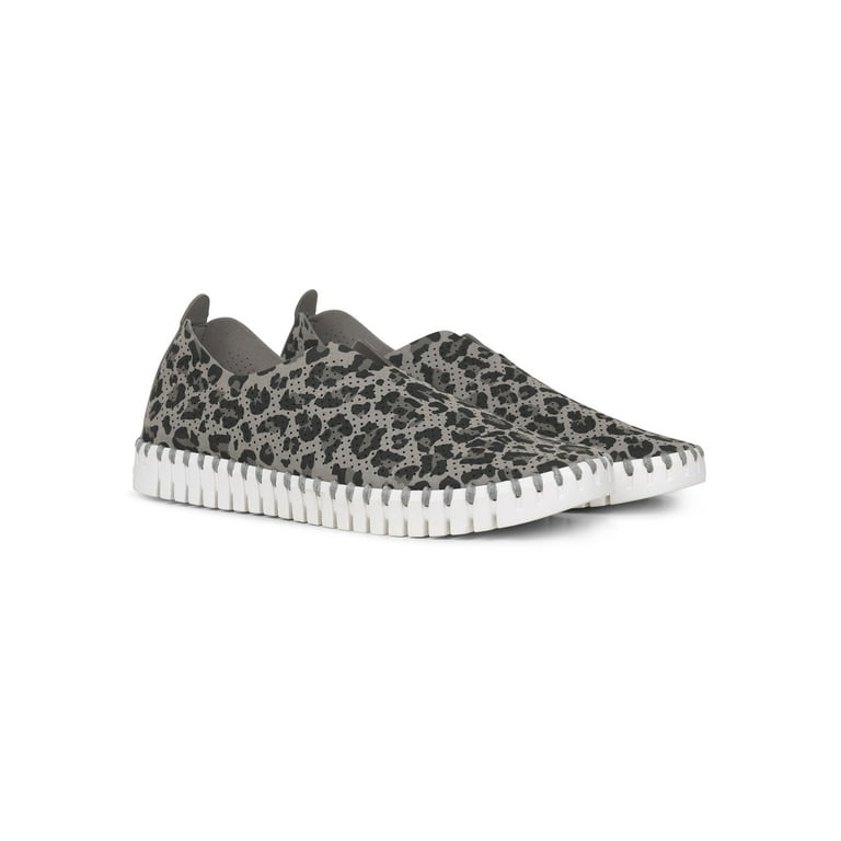 ILSE JACOBSEN Women's Tulip 139 Leopard-Print Slip-On Flat (Grey