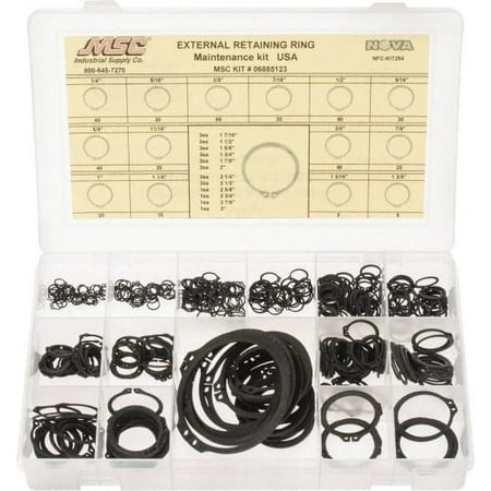 

Made in USA 444 Piece 1/4 to 3 SpRing Assortment Steel Snap External Retaining Ring Assortment