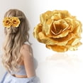 thumbnail image 4 of 1 Pcs Artificial Roses Flowers Head,2.76 Inch Artificial Roses Flowers,Fake Silk Roses Flowers,Stemless Silk Flower Heads For Wedding Bouquet,Party Home Decor,Diy Centerpieces Tables Decoration,Gold, 4 of 8