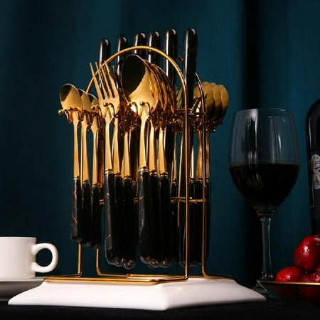 

TRINGKY Tableware Stainless Steel Cutlery Set of 24 Include Fork Spoon Knife Sets